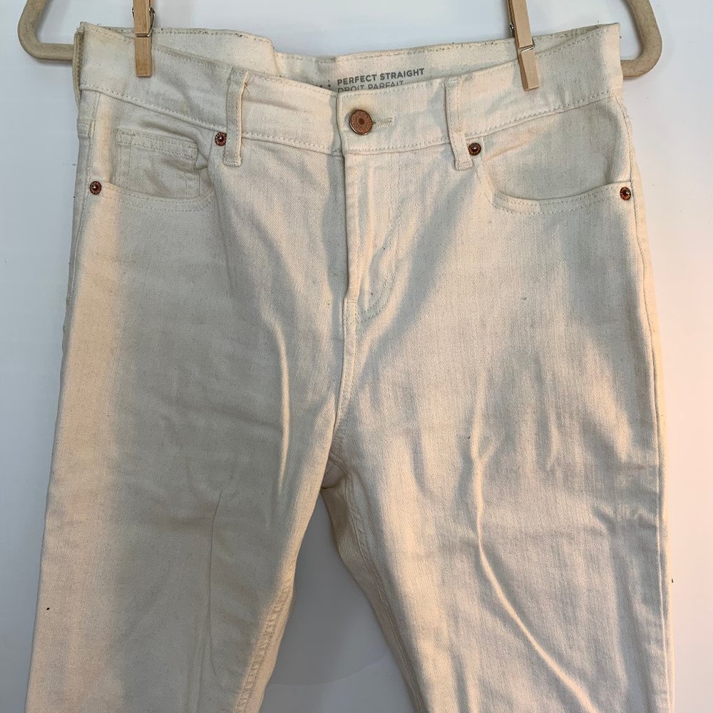 White Midrise Straight Leg Jeans